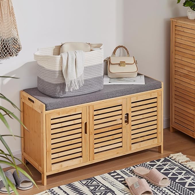 Storage Baskets for Organizing, Woven Baskets for Shelves, Rectangle Decorative Organizer for Storage Clothes, Toy, Books, Towels Nursery Bins 3 Pack (Gradient Grey, 15.75"x11.8"x9.85")