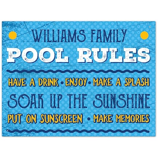 Custom Pool Sign, Pool Rules Make A Splash for Pool Décor Sign, 18x24 Inches, Rust Free .063 Aluminum, Fade Resistant, Made in USA by Sigo Signs