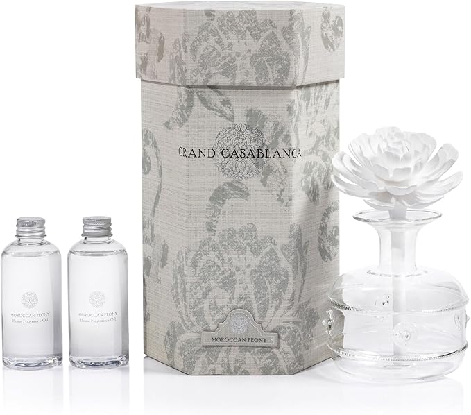 Zodax Grand Casablanca Porcelain Oil Diffuser - 6.76 oz -Moroccan Peony