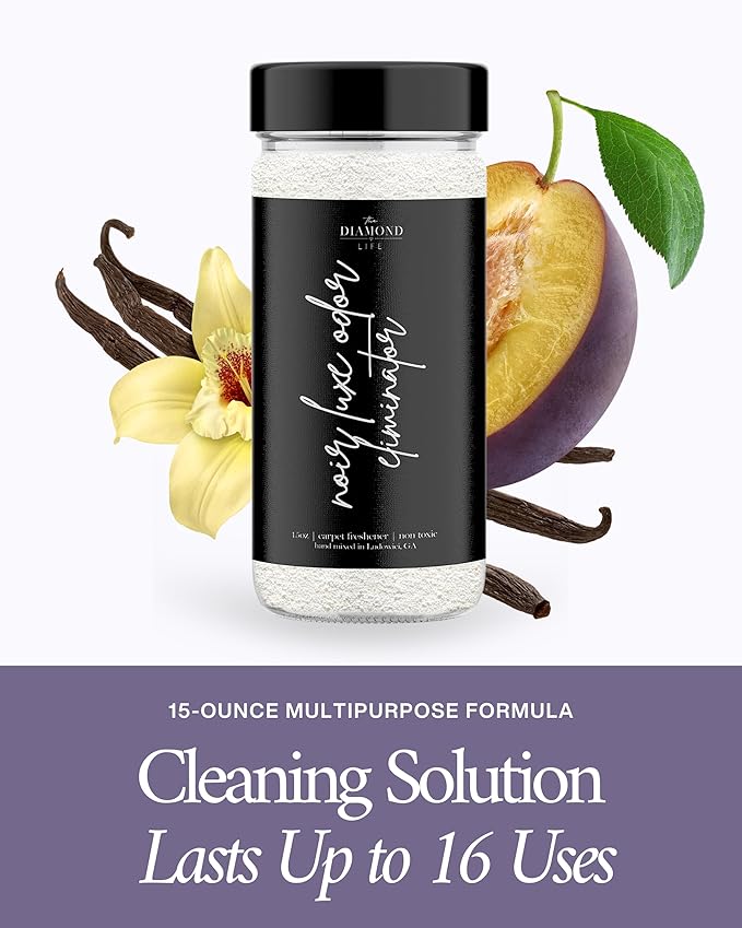 The Diamond Life Home "Noir Luxe" Sea Salt, Ozone, & Black Plum Natural Carpet Powder For Vacuuming, Upholstery Freshener, Odor Eliminator For Homes With Kids & Pets(Pack Of 4)