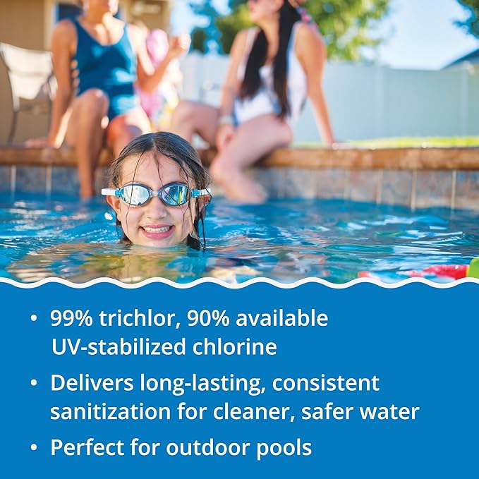 In The Swim 3 Inch Stabilized Chlorine Tablets for Sanitizing Swimming Pools - Individually Wrapped, Slow Dissolving - 90% Available Chlorine - Tri-Chlor - 50 Pounds - 2 Pack