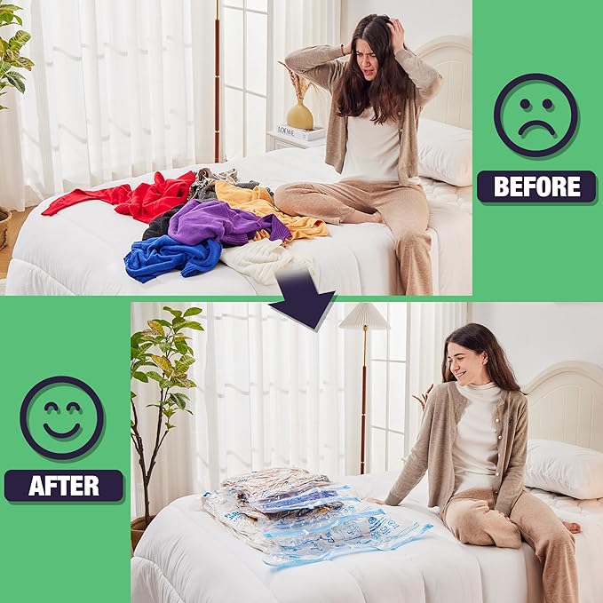 HIBAG 15 Jumbo Vacuum Seal Bags for Clothing, Vacuum Storage Bags for Clothes, Comforters, Blankets, Bedding (15J)