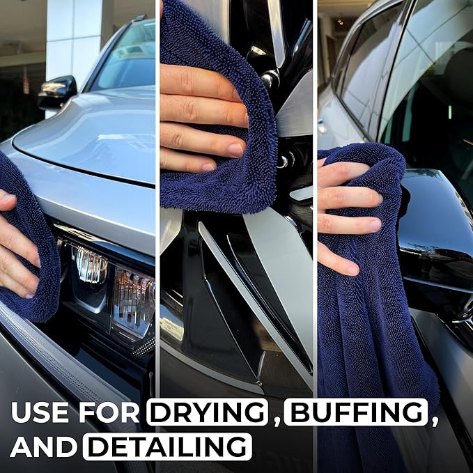WEST BROS XL Car Drying Towel, 1300 GSM Professional Car Towel with Double Twisted Loop, Car Drying Towels Extra Large Super Absorbent, Microfiber Drying Towels for Cars, Trucks, SUVs - 40"x24", Navy