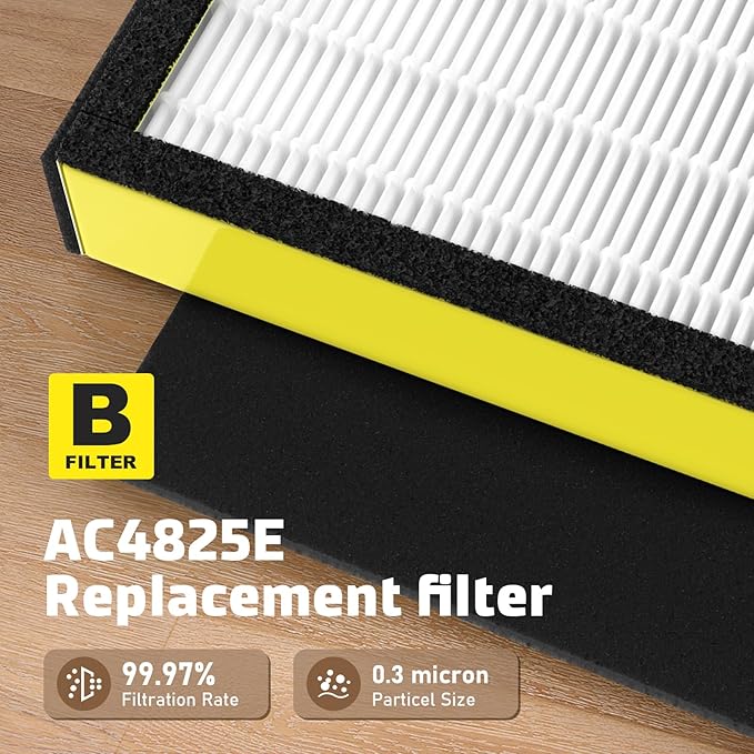 FMDZFL 5 Pack FLT4825 True HEPA Filter B Replacement & 1 Replacement Bulb Compatible with AC4825 AC4300 AC4800 AC4900 AC4850, Part No# FLT4825, LB4000