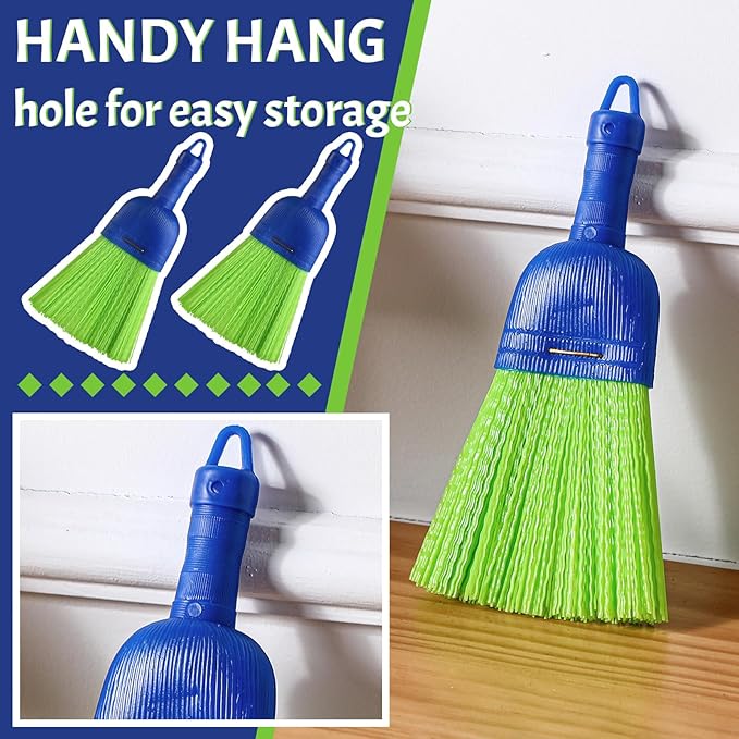 Domensi 1 Pcs Whisk Broom Poly Fiber Handheld Brush Hand Brush Outdoor Car Broom with Hang Hole for Cleaning Inddoor Porches Floors Decks Driveways Dirt Dust