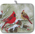 Kwlegh Winter Dish Drying Mat for Kitchen Counter 16x18 Inch Christmas Red Birds Drying Mats Xmas Holiday Microfiber Absorbent Dishes Drainer Mats Cardinal Dish Rack Pad