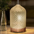 Glass Essential Oil Diffuser 200ml-Ultrasonic Aroma Diffuser with Glass Dome, Aromatherapy Diffuser with 4 Timers 7 Color LED Lights Auto Shut-Off Protection for Home Office Yoga Gift