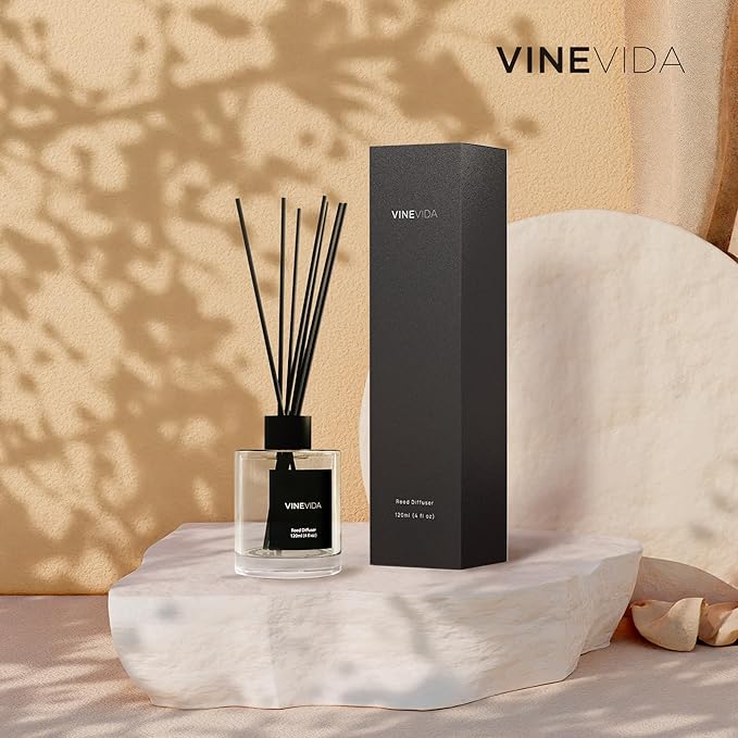 VINEVIDA Scent NO. 55 Reed Diffuser - 120mL (4oz) - Signature Scent: Oatmeal Milk, Reed Diffusers for Home, Office, Bathroom, Made in USA Scent Diffuser Sticks, Room Fragrance Diffuser