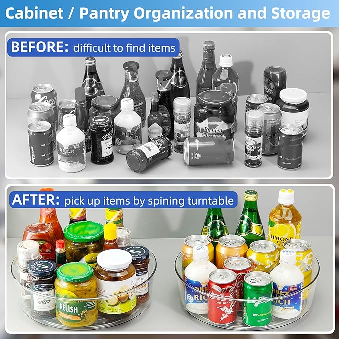 YCLADEC 3 Pack Lazy Susan 11.5" Inch Turntable Organizer for Cabinet Pantry Organizers and Storage Organization Spinning Spice Rack Bins Rotating Condiment for Countertop Kitchen Sink