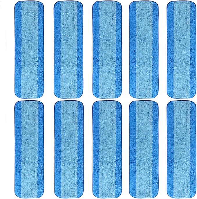 ZHAYAO 10 Pack Microfiber Cleaning Pads for Bona Mop, Reusable Microfiber Mop Pads for 18 Inch Mop, Hardwood & Hard Surface Floors Replacement Cleaning Mop Pads, Machine Washes