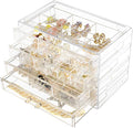 Weiai Acrylic Jewelry Box, 72 Grids Clear Jewelry Organizer with Adjustable Dividers, Large Capacity Earring Ring Gift Boxes