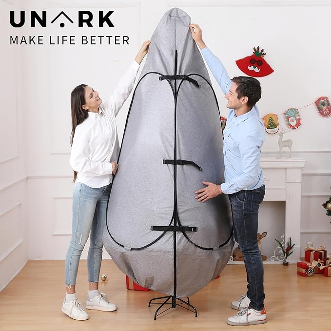 Upright Christmas Tree Storage Bag 7.5 Ft, Artificial Christmas Tree Storage Bag 6.5ft, Christmas Tree Cover for Upright Storage Fit 6 Ft / 6.5 Ft / 7 Ft / 7.5 Gray