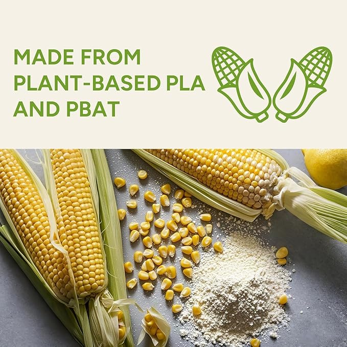 TERRACOR 13 Gallon Compostable Trash Bags, 40 Bags Compost Bags for Countertop Bin, Camping Toilet Bags for Portable Toilet, BPI Certified and Meet The ASTM D6400 Standard