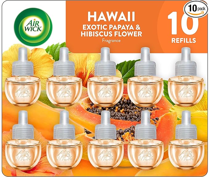 Air Wick Plug in Scented Oil Refill, 10ct, Hawaii, Air Freshener, Eco Friendly, Essential Oils