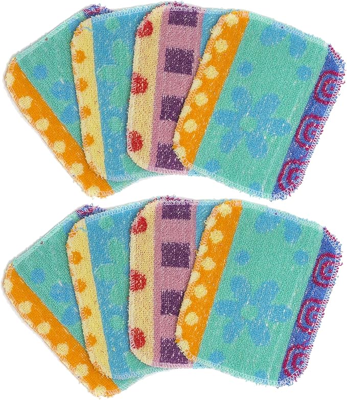 PaperlessKitchen Kitchen Dish Scrubbers | Soft Scrub for Dishes | Non-Scratch Cleaning Pads for Kitchen | Made from Cotton Fiber | Safe on All Surfaces | Long-Lasting & Easy to Clean | Pack of 8