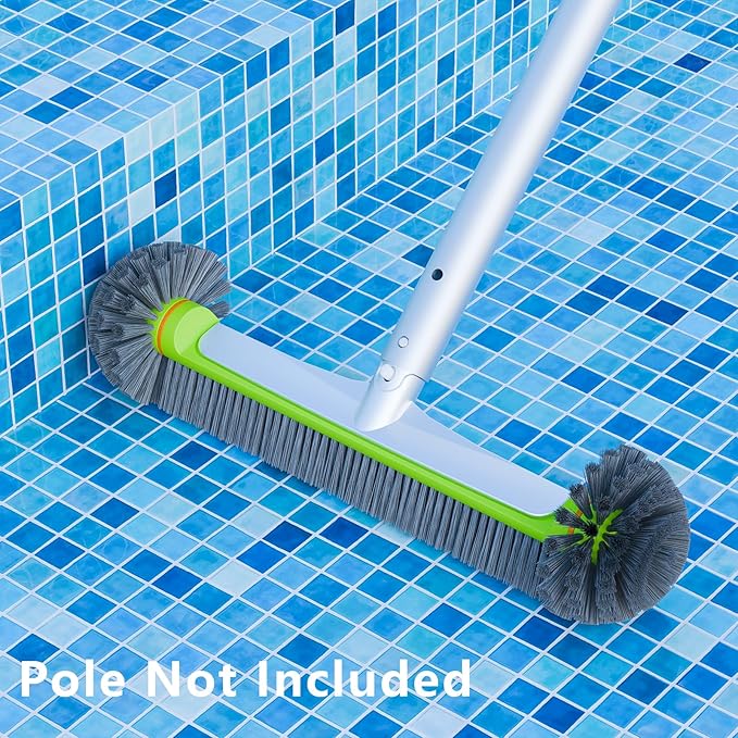 Sepetrel Pool Brush Head for Cleaning Walls,Heavy Duty Inground/Above Ground Swimming Pool Round Scrub Brushes with Premium Strong Bristle & Reinforced Aluminium Back,Grey
