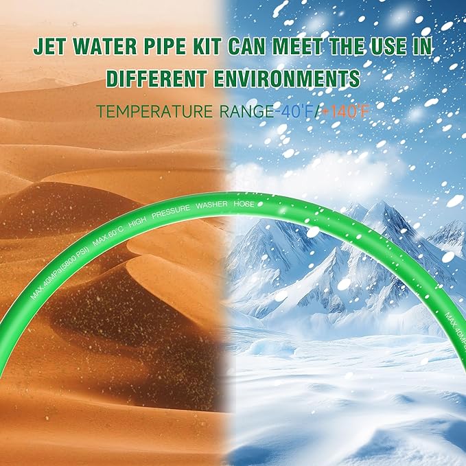 ClearRush Sewer Jetter Kit for Pressure Washer 50FT – 5800PSI High-Pressure Drain Cleaner, M22 & 1/4'' NPT Universal Fit, Unclog Gutters & Sewer Lines, Durable Jetter Hose for Homeowners & DIYers