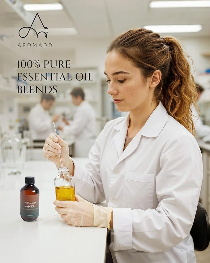 Aromadd Santal Diffuser Oil Inspired by Luxury Hotel Scent, Essential Oils for Waterless Diffuser, Warm Sandalwood & Amber Aroma, Long-Lasting & Natural Home Fragrance - 6.76 fl oz (200 mL)