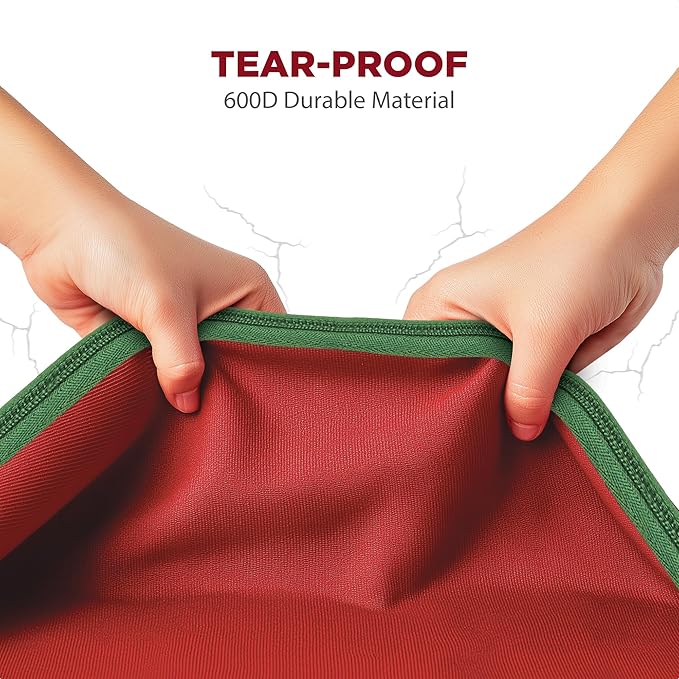 HOLDN’ STORAGE Christmas Tree Bag Heavy Duty 600D Oxford - Christmas Tree Bags Storage Fits Up To 7.5Ft, Extra Wide, Waterproof Storage Bags with Reinforced Handles & Zipper - Red