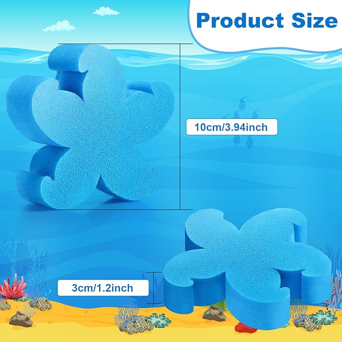 Patelai 40 Pcs Hot Tub Sponge Spa Cleaning Sponges for Hot Tub Oil Absorbing Cleaning Scum for Spa, Bathtub and Swimming Pool to Soak up Oils Bathtub Accessories(Blue Starfish)