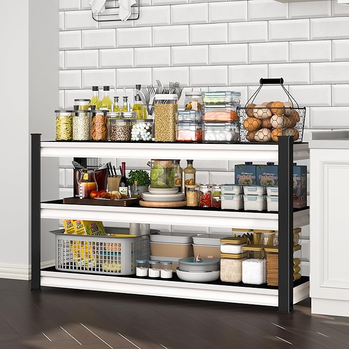 Rufokisa 3-Tier Garage Shelving Heavy Duty,48" W Metal Shelving Unit for Garage,1600lbs Load Capacity Utility Rack Shelves & Shelves,48" W x 18" D x 39" H(White)