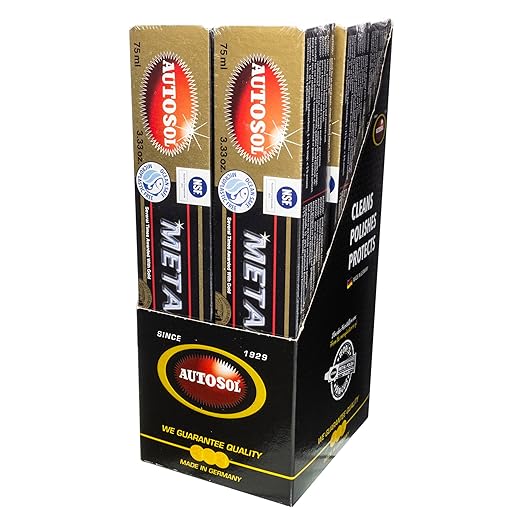 Autosol Metal Polish Pack of 6 x 75ml – Multipurpose Brass Chrome Polish Restores Shine and Prevents Tarnishing – Stainless Steel Polish Tarnish Remover – No Residue Metal Polishing Compound