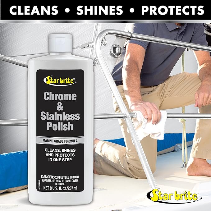 STAR BRITE Chrome & Stainless Polish - Marine Grade Formula Protects Against Pitting, Salt Deposits, Staining & Rust on Chrome, Stainless Steel, Copper, Tin & Brass (082708)