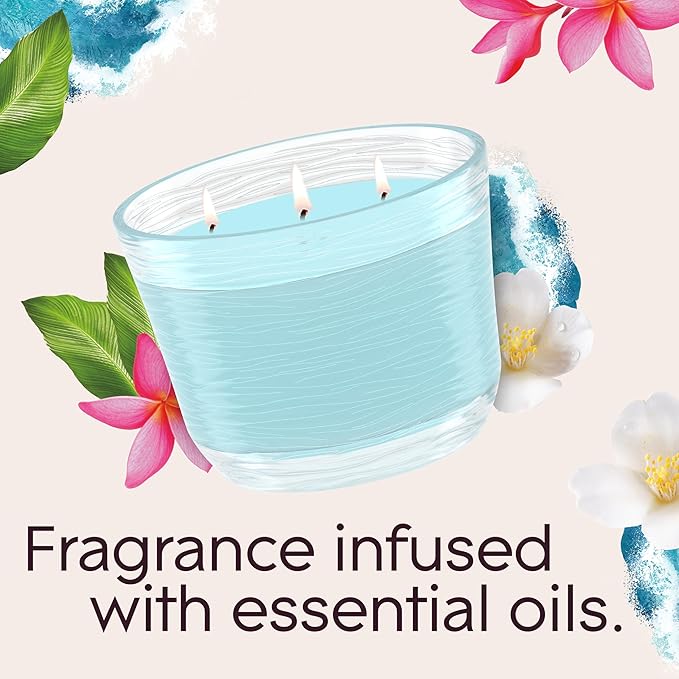 Glade Candle Aqua Waves, Fragrance Candle Infused with Essential Oils, Air Freshener Candle, 3-Wick Candle, 6.8 Oz, 3 Count