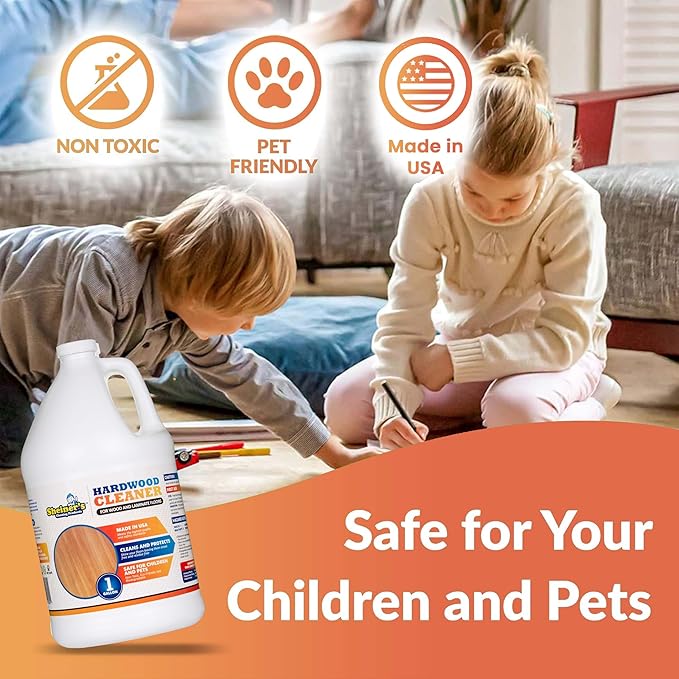 Sheiner's Hardwood Floor Cleaner, Laminate Floor Cleaner, Deep Cleansing Formula for Wood and Tile, pH Neutral and Non-Toxic, Compatible with Sprayer Bottles for Cleaning, 1 Gallon