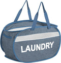 Collapsible Laundry Baskets, Foldable Laundry Basket with Dual Handles, Tear-proof Dirty Clothes Hampers for Laundry, Easy to Carry Pop Up Hamper for Bedroom, Bathroom, Dorm, Laundry Room Blue