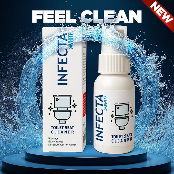 INFECTA WHITE – Toilet Spray, Travel Size Multipurpose Cleaning Spray (50 ml), All Purpose Cleaner for Toilet Seats, WC, Bathtub, Fresh Scent, Bathroom Essentials & Mini Travel Toiletries (1 PCS)