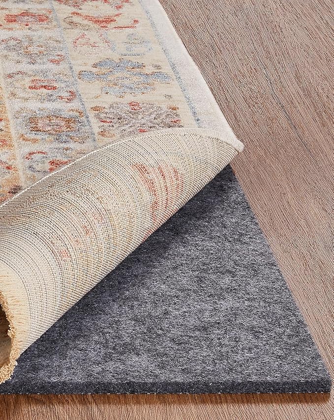 Veken Non Slip Cushioned Rug Pad Gripper 9 x 12 Ft, Felt and Silicone Backing, 3/8 inch Thick Carpet Liner for Hardwood Floors and Finishes, Under Area Rugs Anti Skid Mat, Keep Rugs Safe and in Place