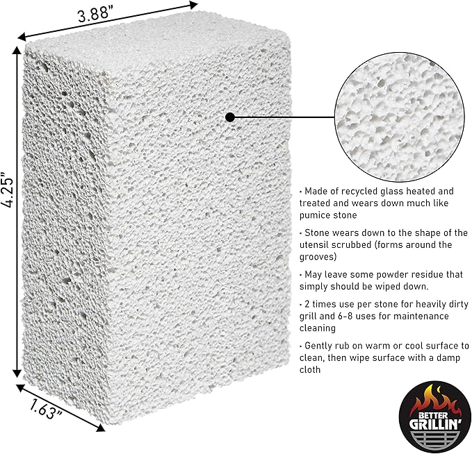 Better Grillin Scrubbin Stone Grill Cleaner-Scouring Brick/Barbecue Grill Brush/Barbecue Cleaner for BBQ, Griddle, 3pk