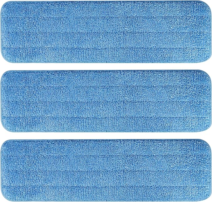 AmaVins 3 Pack Microfiber Cleaning Pads for Bona Mop, Reusable Microfiber Mop Pads for 18 Inch Mop, Hardwood Floor Replacement Cleaning Mop Pads, Machine Washes
