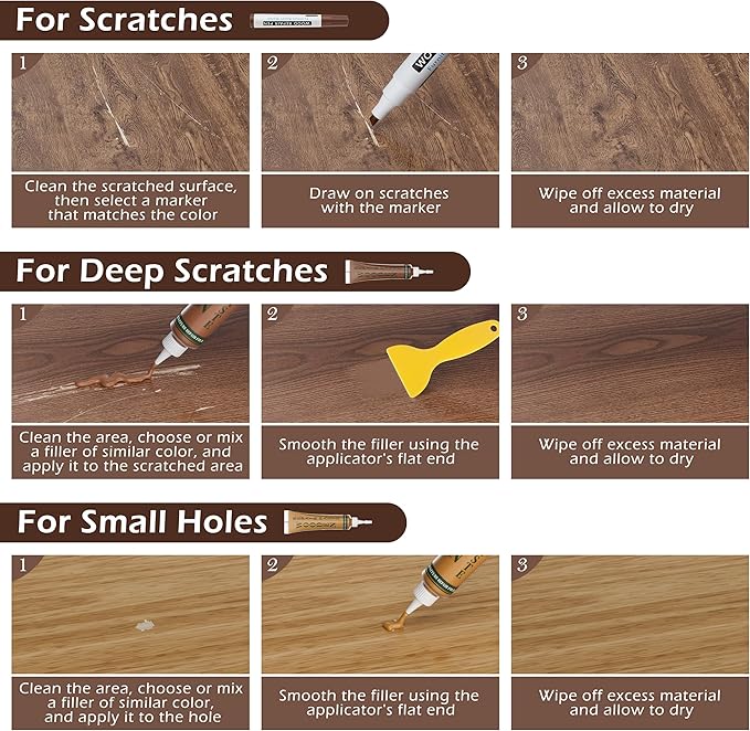 Oriflame Wood Furniture Repair Kit: 12-Color Filler and 8-Color Markers - Wood Touch Up for Scratches/Cracks/Holes/Stains in Floors/Table/Cabinets(Hardwood/Laminate)