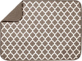 S&T INC. Dish Drying Mat XL, 18” x 24”, Absorbent Microfiber Kitchen Counter Mat, Dish Drying Pad for Dishes, Utensils, Pots and Pans, Extra Large, Taupe Trellis