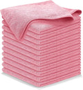 USANOOKS Microfiber Cleaning Cloth Light Pink - 12 Pcs 12.5"x12.5" - High Performance - 1200 Washes, Ultra Absorbent Towels Weave Grime & Liquid for Streak-Free Mirror Shine - Car Washing Cloth
