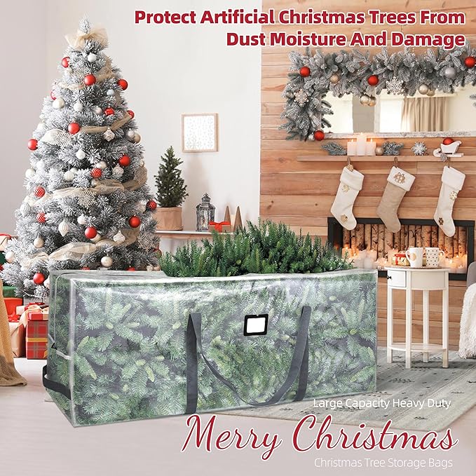 Large Christmas Tree Storage Bags Heavy Duty Tree Bags Holiday Storage Bags Protects From Moisture Or Dust,Alternative To Xmas Tree Storage Box (Transparent, 7.5 Ft)