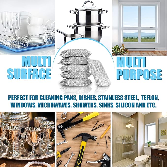 SPONGENATOR Kitchen Scrubbing Sponges - Heavy Duty Non-Scratch Scrubbing Cleaner Sponges in 1 Color - Multi-Surface Non-Metal Dish Scouring Scrubbers for Fast Cleaning. (6 Pack)