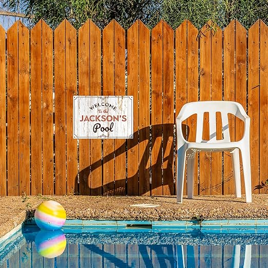 Custom Pool Sign, for Dad and Him Welcome to The Pool for Sign, 10x14 Inches, Rust Free .040 Aluminum, Fade Resistant, Made in USA by Sigo Signs