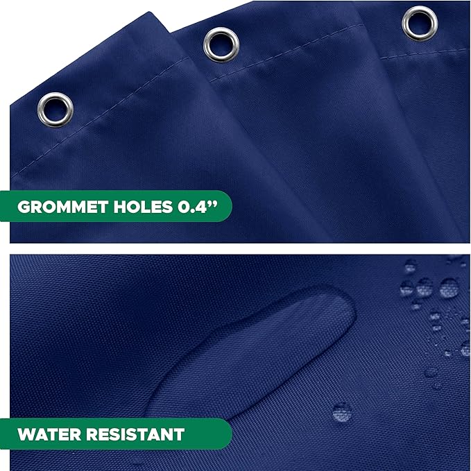 Biscaynebay Extra Long Fabric Shower Curtain Liner 72" Width by 84" Length, Navy Water Resistant Bathroom Curtains, Rust Resistant Grommets Weighted Bottom Hem Machine Washable