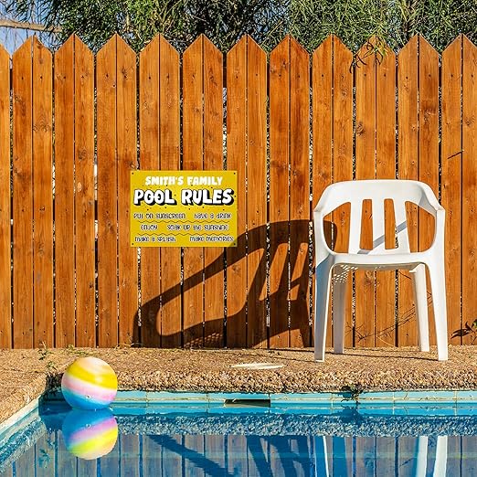 Custom Pool Sign, Pool Rules Put On Sunscreen For Pool Décor Sign, 10x14 Inches, Rust Free .040 Aluminum, Fade Resistant, Made in USA by Sigo Signs
