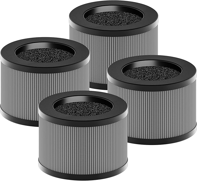 PETOX MK01 & MK06 True HEPA Filter Replacement for MK01 MK06, TZ-K1 and DH-JH01 Air Purifier, Smoke Remover Version, Grey, 4 Pack