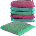 Simplified 6-Pack Steel Scouring Sponges with Rust Resistant Stainless Steel Threading for Home and Kitchen Cleaning Supplies, Heavy Duty Cleaning Sponge for Kitchen & Bathroom, Multicolor