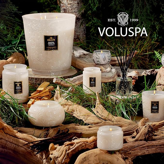 Voluspa Santal Vanille Scented Reed Diffuser, 3.4 oz, Luxury Santal Diffuser, Oil Reed Diffusers for Home, Handcrafted in The USA