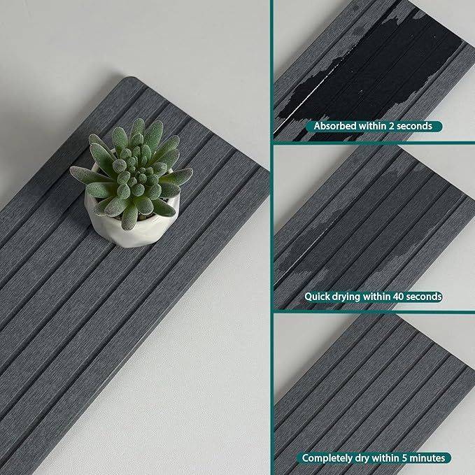 NiuYichee 2 PCS Fast-Drying Sink Stone Tray, 12" x 5.5" Super Absorbent Diatomite Coasters, Grooved Design, Water Absorbing Stone Used for Hand Soaps & Plants & Toiletries in The Modern Home