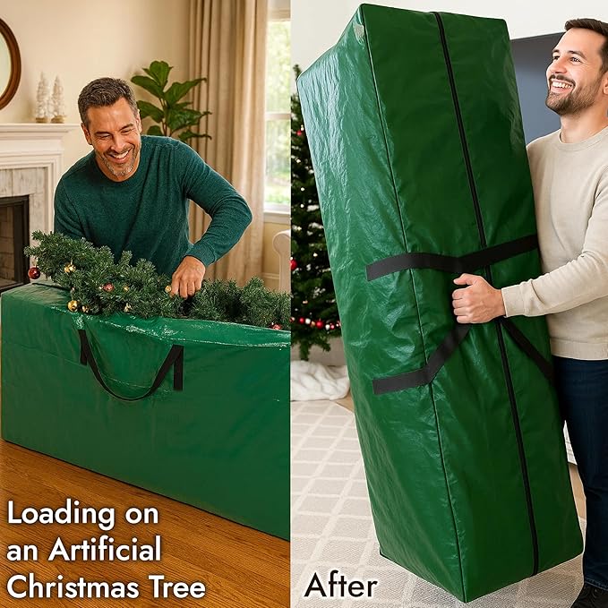 3pcs Christmas Tree Storage Bag 7.5 Ft with 2pcs Ornaments Bags, Waterproof, Reinforced Handles & Dual Zipper, Artificial Christmas Trees Storage, Extra Large Capacity