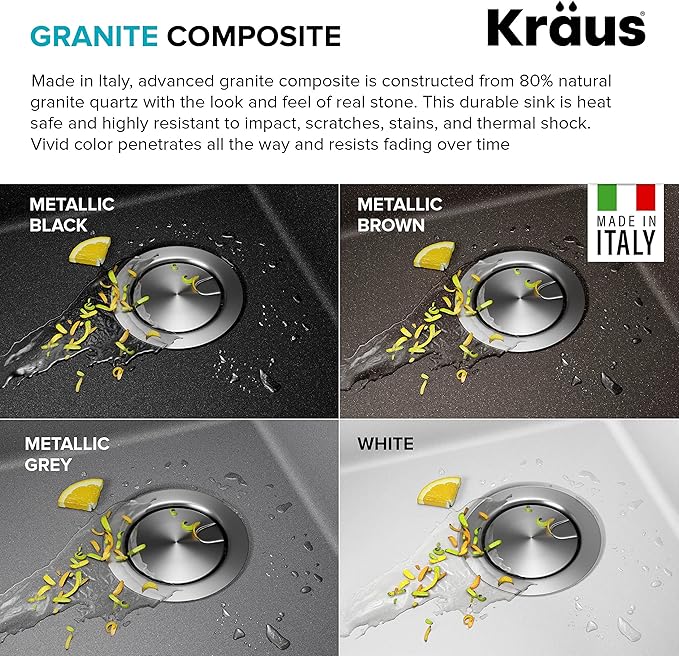 KRAUS Bellucci 18-inch Granite Workstation Drop In Top Mount Single Bowl Kitchen Sink in Metallic Grey with Accessories, KGTW12-18MGR