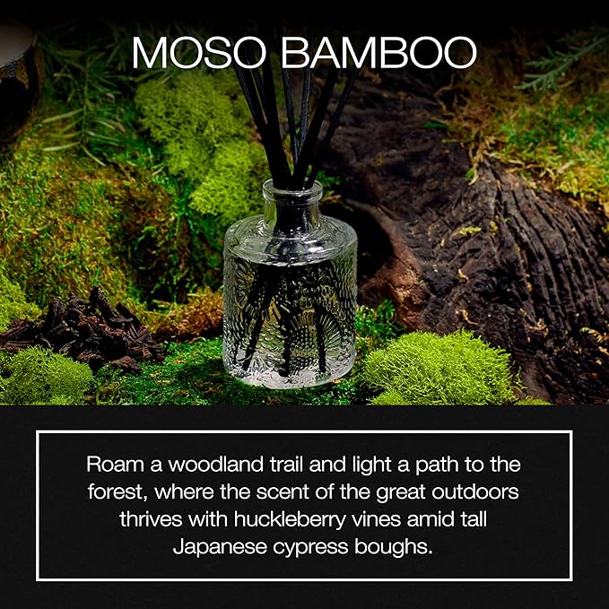 Voluspa Moso Bamboo Scented Reed Diffuser, 3.4 oz, Luxury Bamboo Diffuser, Oil Reed Diffusers for Home, Handcrafted in The USA