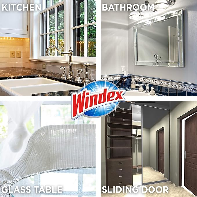 Windex Wipes Glass Cleaning, Pre-Moistened Glass and Surface Wipes to Clean Home Surfaces, Original Scent, 38 Count